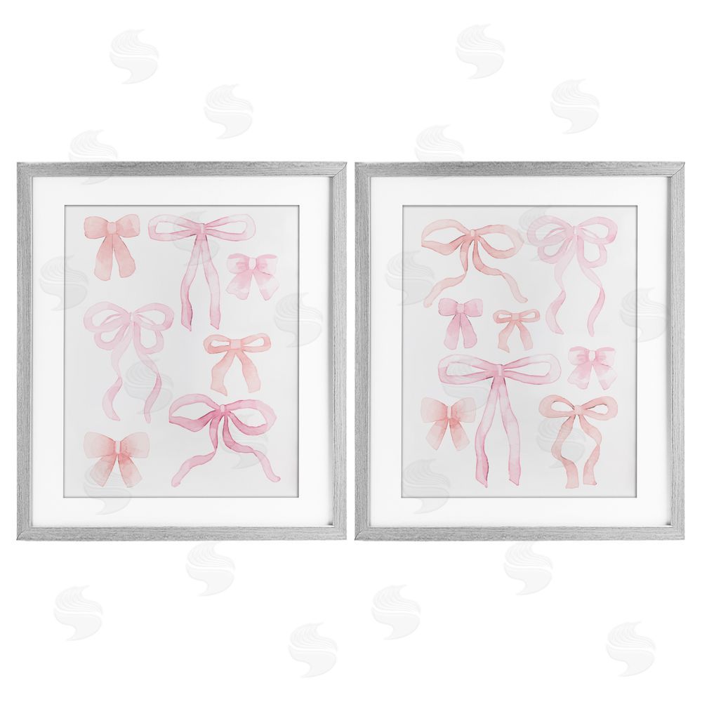 Kim Allen Elegant & Soft Bows Gray Framed Print Under Glass Wall Art