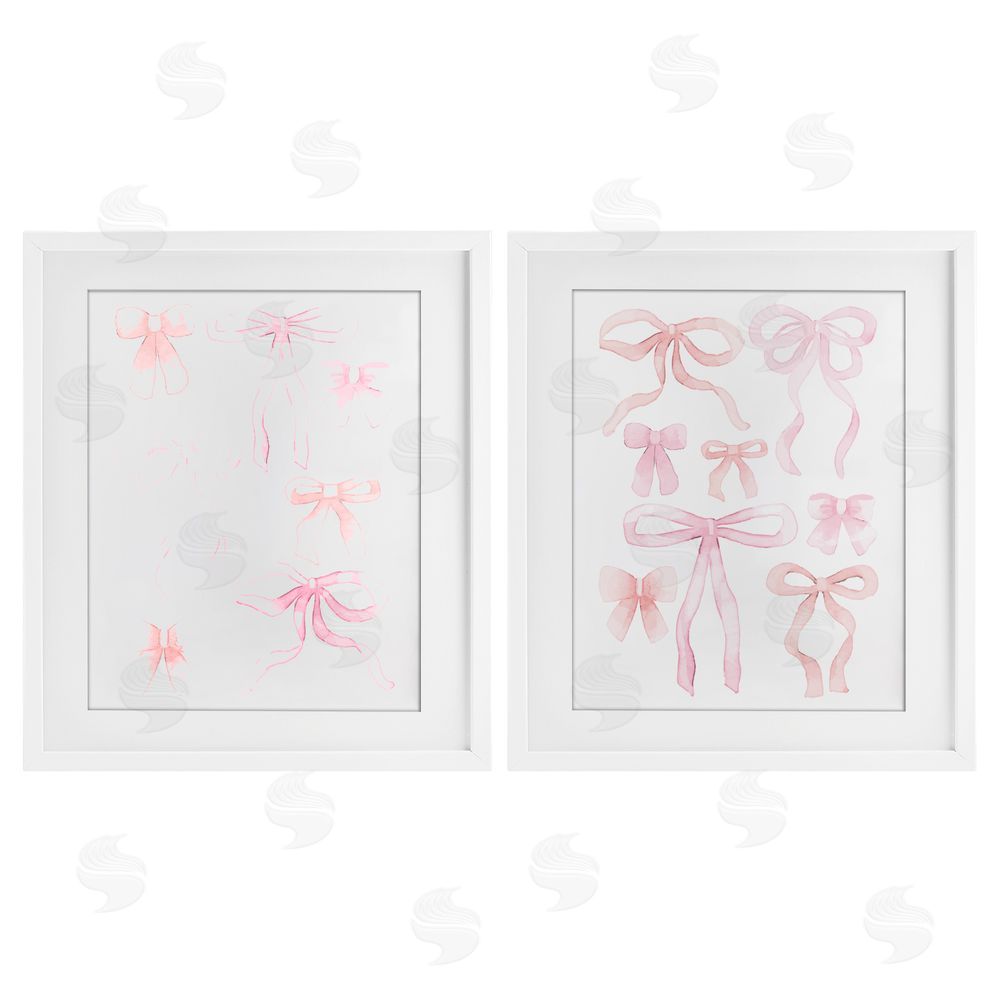Kim Allen Elegant & Soft Bows White Framed Print Under Glass Wall Art