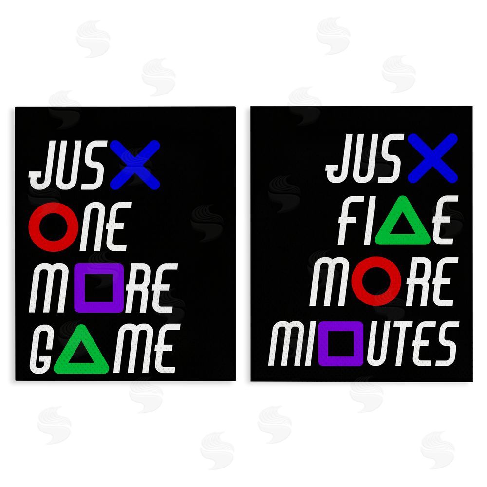 Kim Allen Gamer Button Symbols Phrases Stretched Canvas Wall Art Print