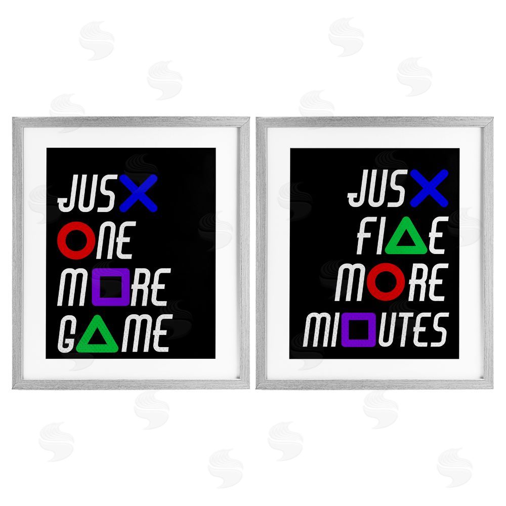 Kim Allen Gamer Button Symbols Phrases Gray Framed Print Under Glass Wall Art