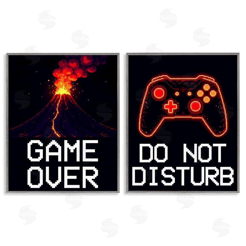 Kim Allen Pixel Game Sentiments Gray Framed Giclee Print Wall Art