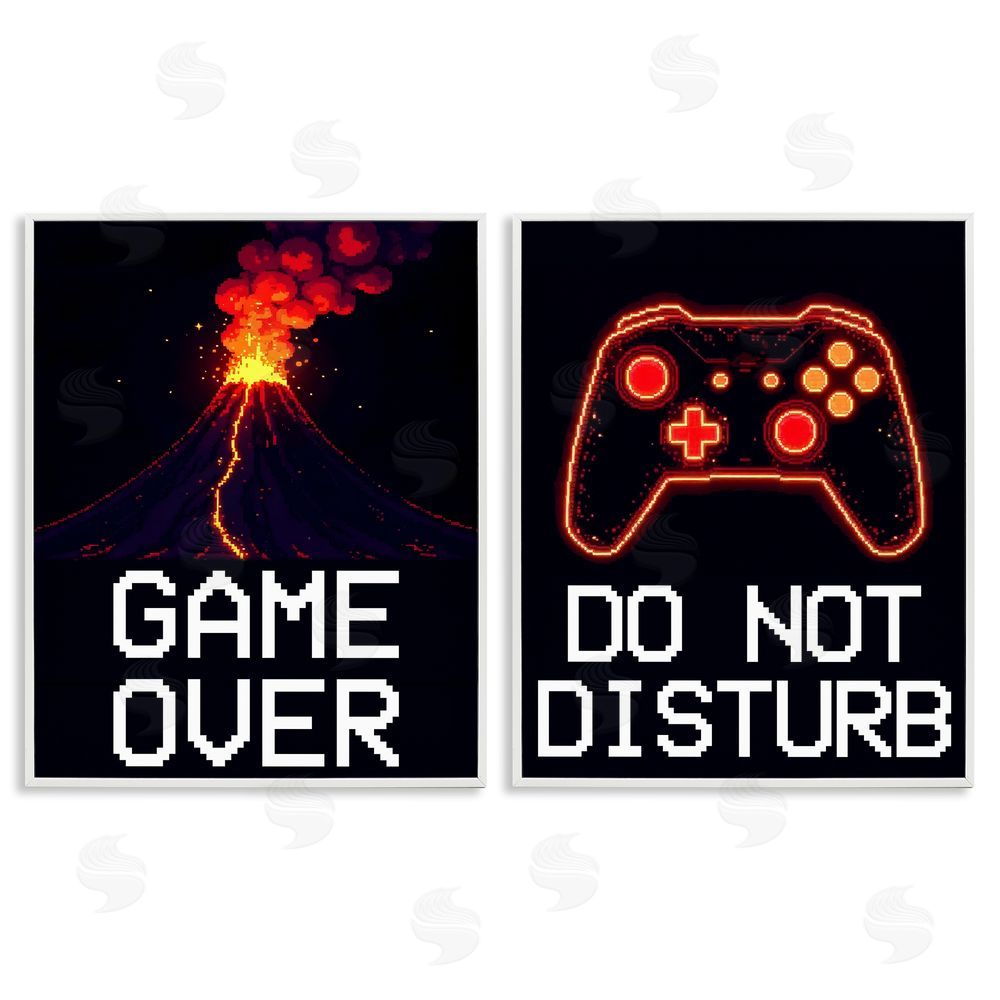 Kim Allen Pixel Game Sentiments White Framed Giclee Print Wall Art