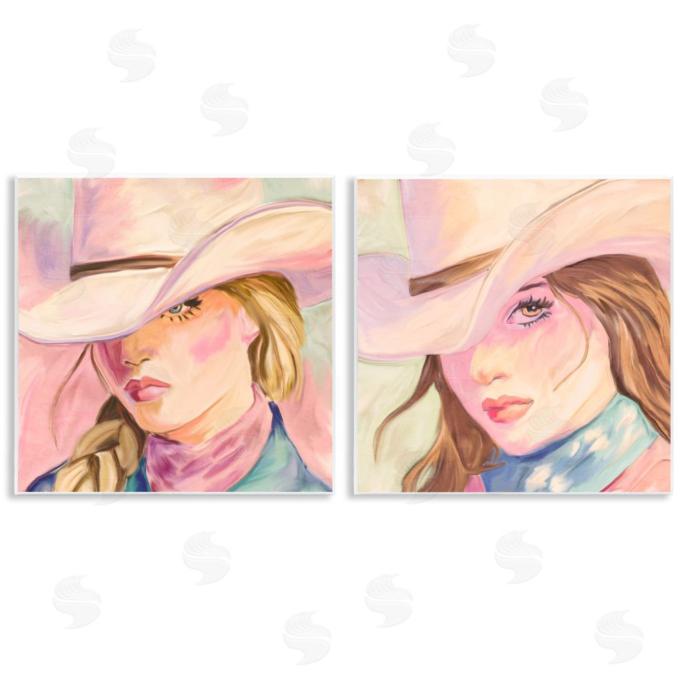 Kim Allen Pastel Cowgirls Gazing Wooden Wall Plaque Art Print