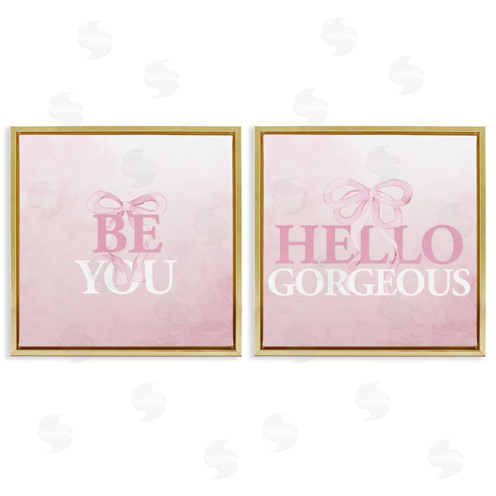 Kim Allen Pink Feminine Empowerments Gold Floating Frame Canvas Wall Art Print