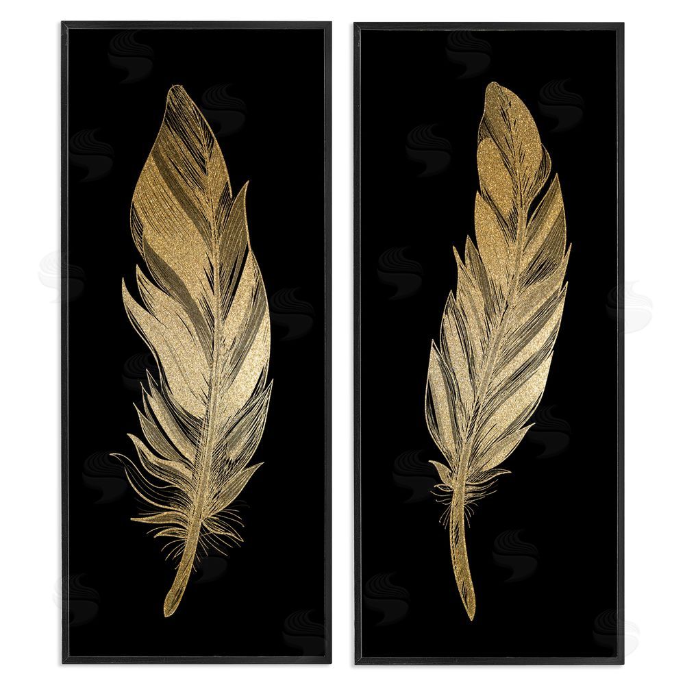 Kim Allen Glam Detailed Feather Black Framed Giclee Print Wall Art