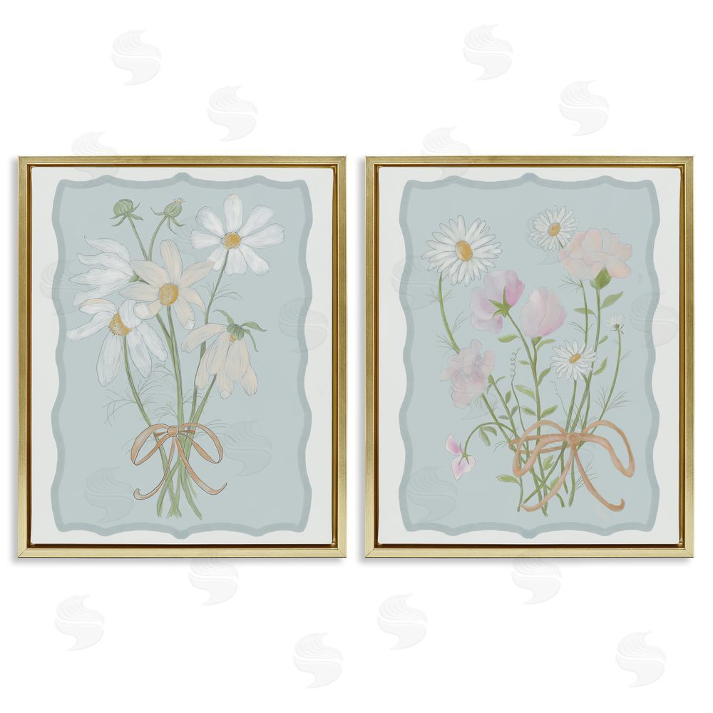 Leslie Hermosa Vintage Spring Clippings Gold Floating Frame Canvas Wall Art Print
