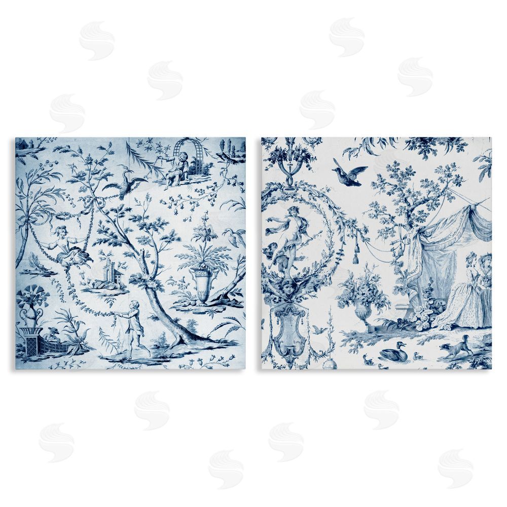 Vintage Hustle Intricate Toile Scenery Stretched Canvas Wall Art Print