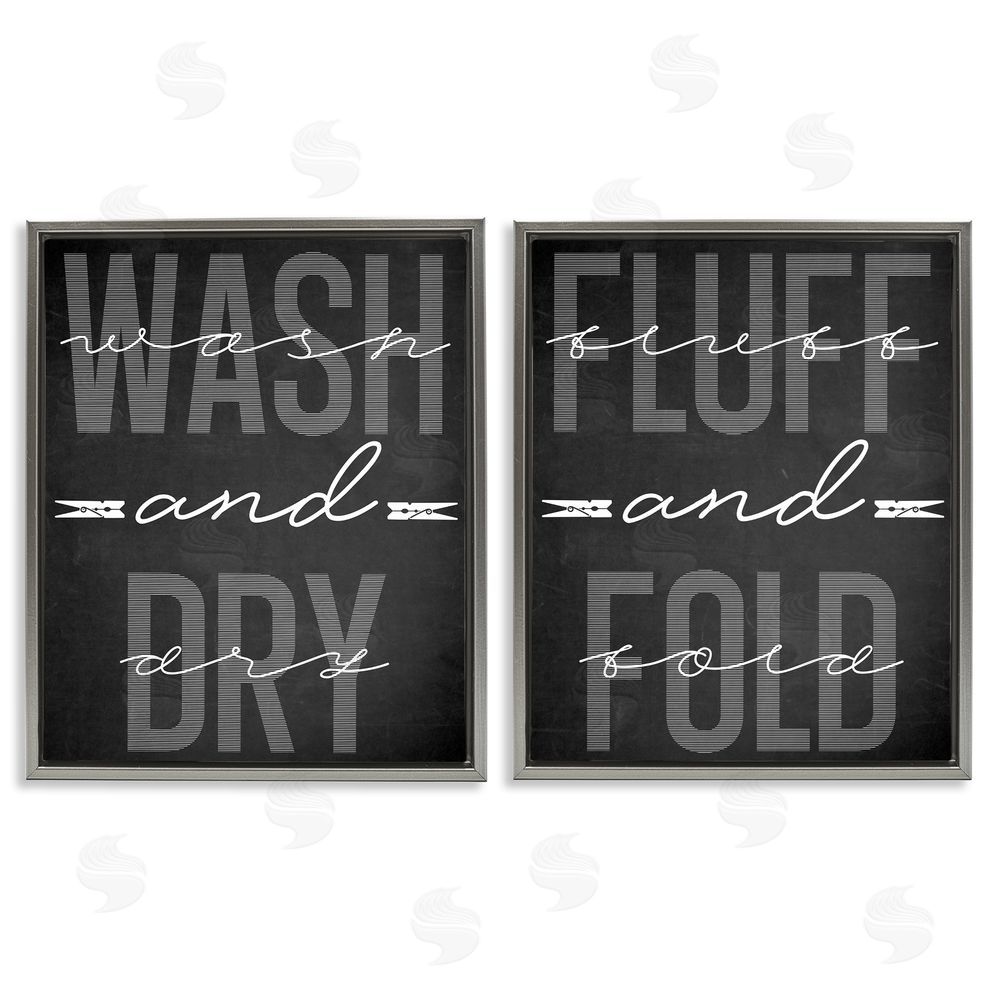 Marcus Prime Laundry Words in Black Gray Floating Frame Canvas Wall Art Print