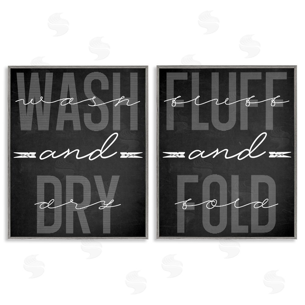 Marcus Prime Laundry Words in Black Gray Framed Giclee Print Wall Art