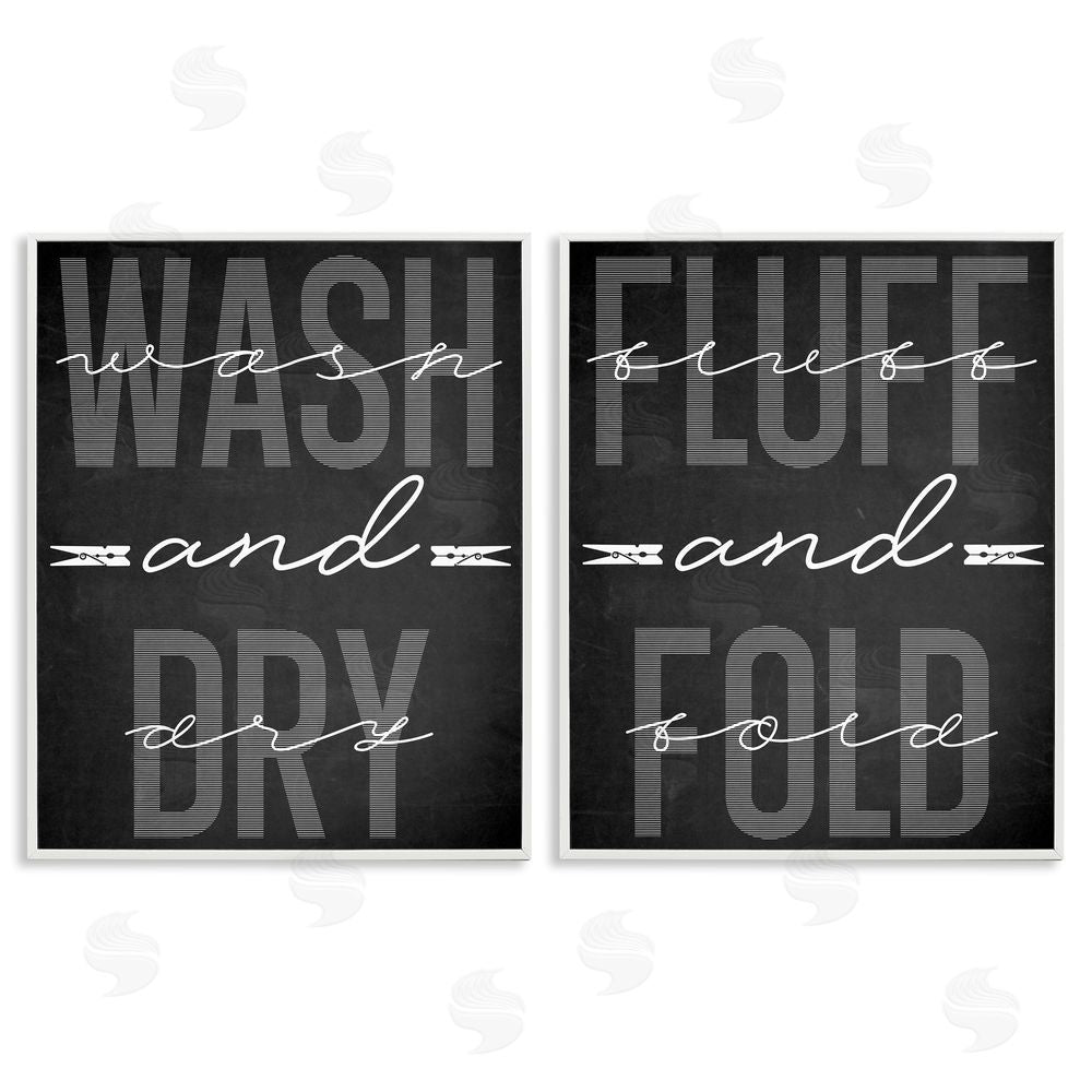 Marcus Prime Laundry Words in Black White Framed Giclee Print Wall Art