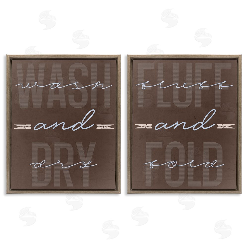 Marcus Prime Laundry Words in Brown Brown Floating Frame Canvas Wall Art Print