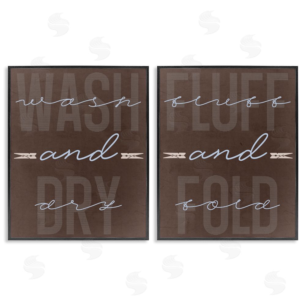 Marcus Prime Laundry Words in Brown Black Framed Giclee Print Wall Art