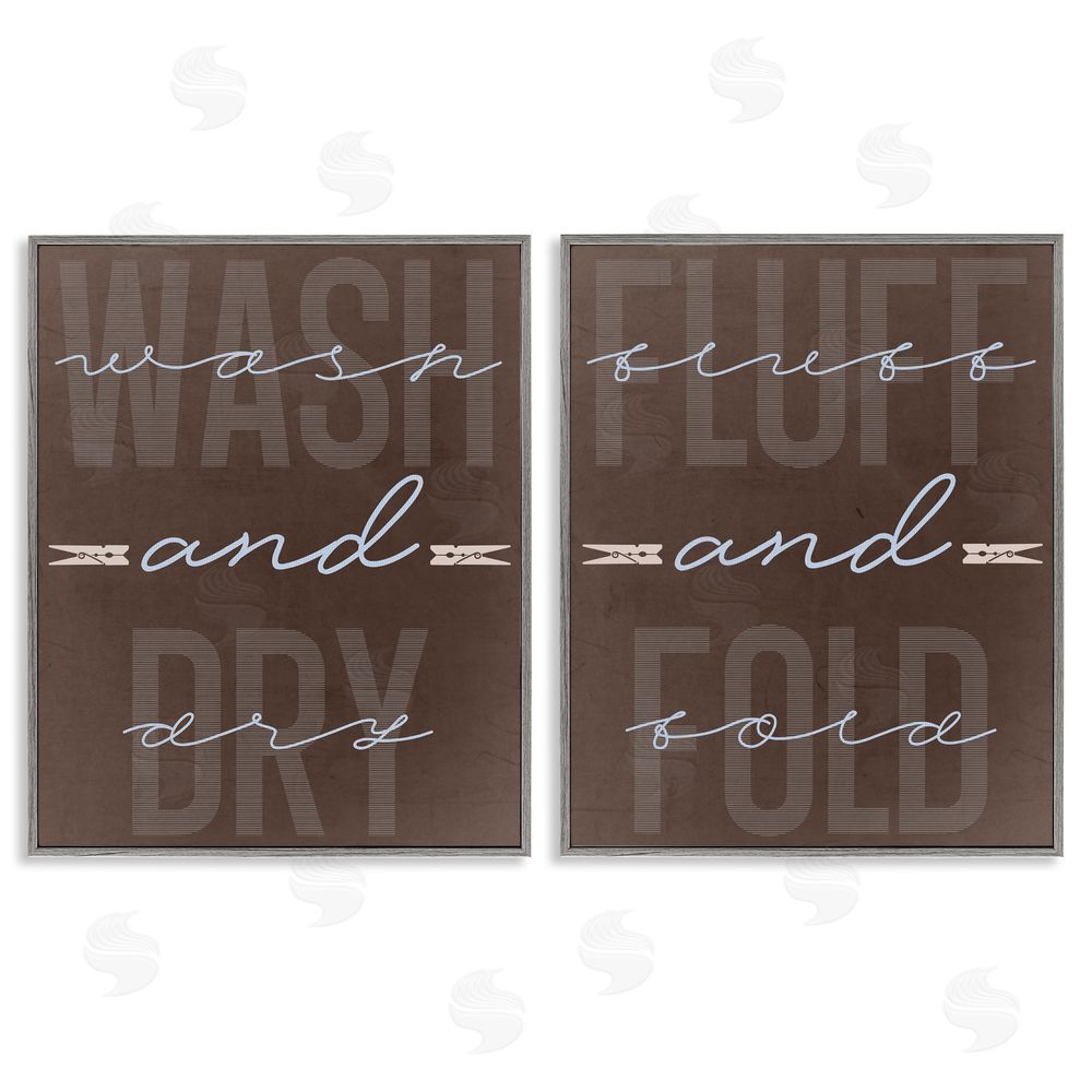 Marcus Prime Laundry Words in Brown Gray Framed Giclee Print Wall Art