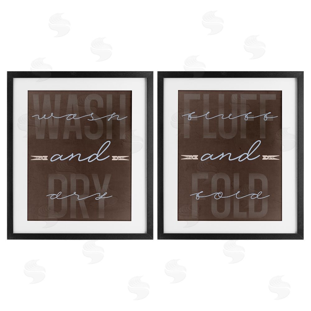 Marcus Prime Laundry Words in Brown Black Framed Print Under Glass Wall Art