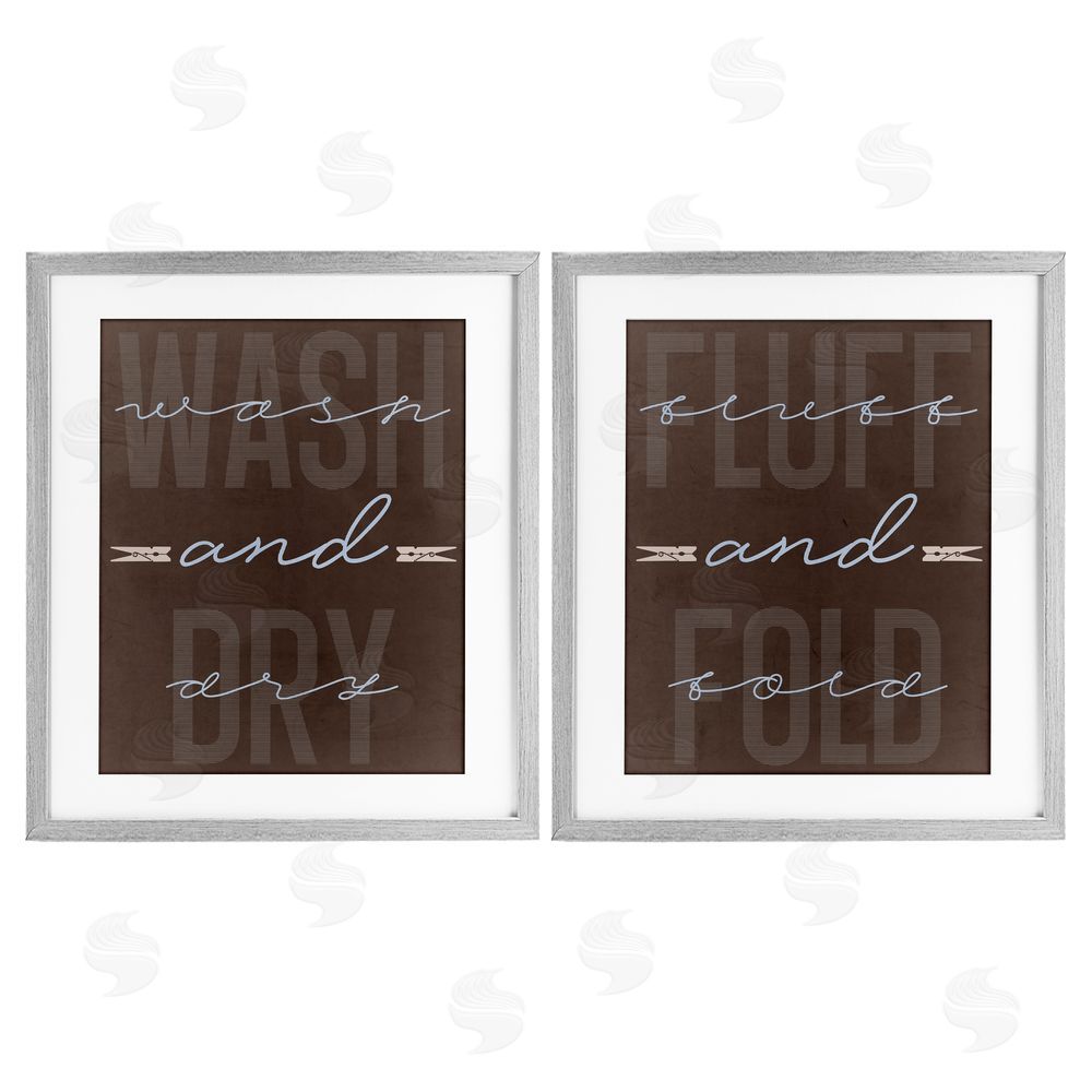 Marcus Prime Laundry Words in Brown Gray Framed Print Under Glass Wall Art