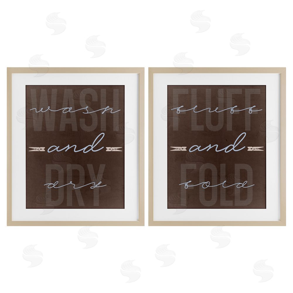 Marcus Prime Laundry Words in Brown Brown Framed Print Under Glass Wall Art