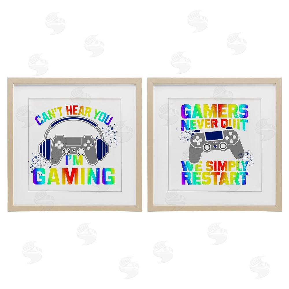 Kim Allen Rainbow Retro Gaming Phrases Brown Framed Print Under Glass Wall Art