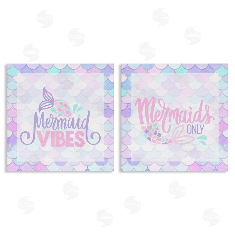 Kim Allen Dreamy Mermaid Phrases with Scales Stretched Canvas Wall Art Print