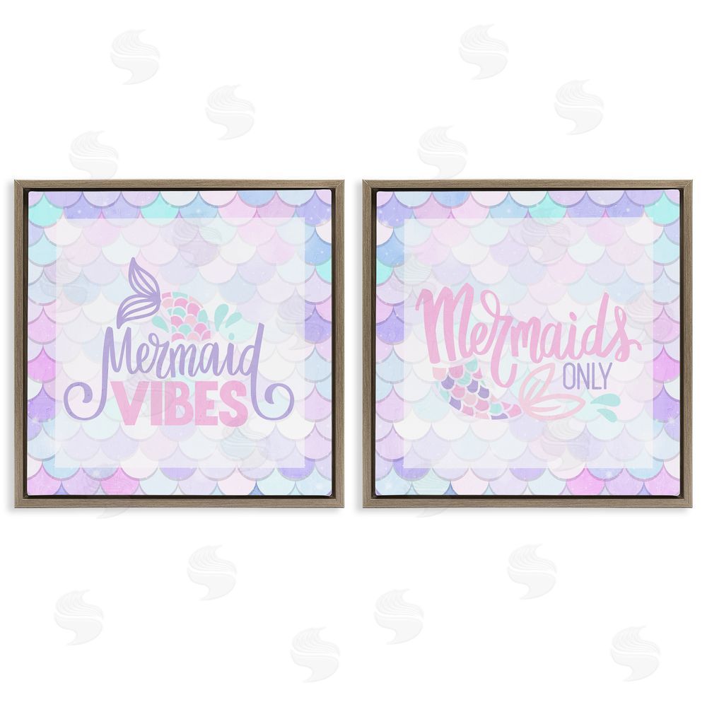 Kim Allen Dreamy Mermaid Phrases with Scales Brown Floating Frame Canvas Wall Art Print