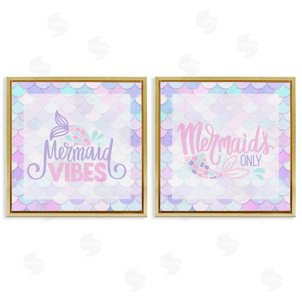 Kim Allen Dreamy Mermaid Phrases with Scales Gold Floating Frame Canvas Wall Art Print