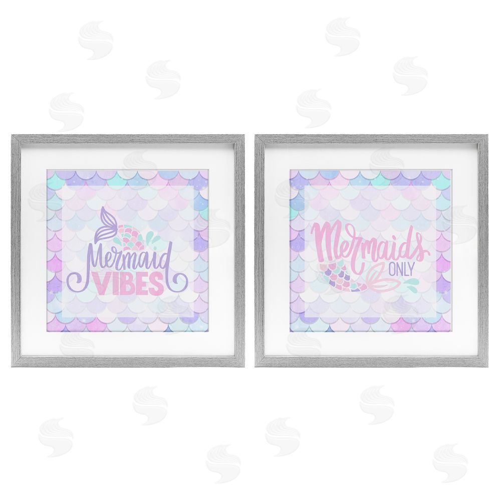 Kim Allen Dreamy Mermaid Phrases with Scales Gray Framed Print Under Glass Wall Art
