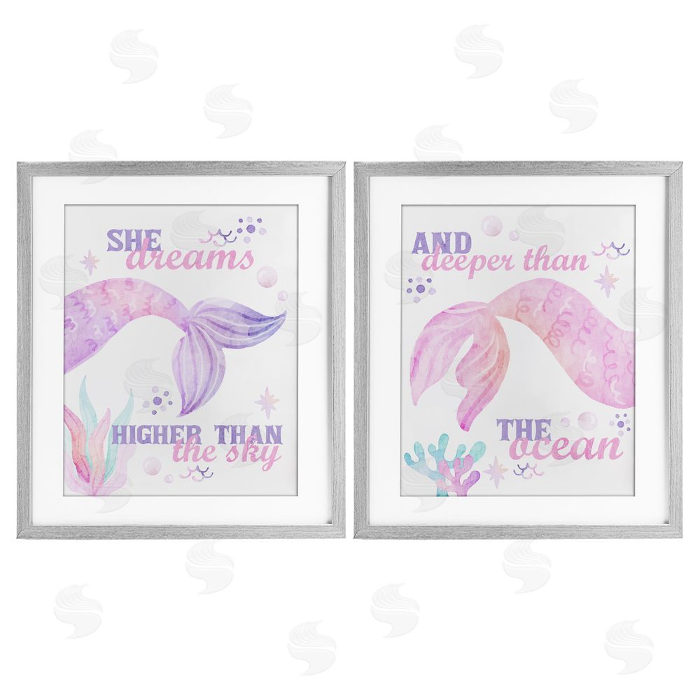 Kim Allen Mermaid Dreams Ocean & Sky Gray Framed Print Under Glass Wall Art