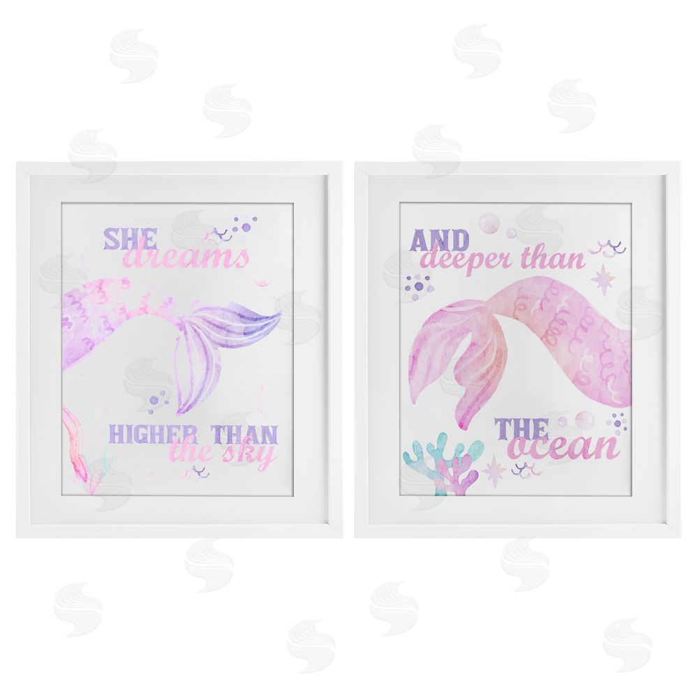 Kim Allen Mermaid Dreams Ocean & Sky White Framed Print Under Glass Wall Art