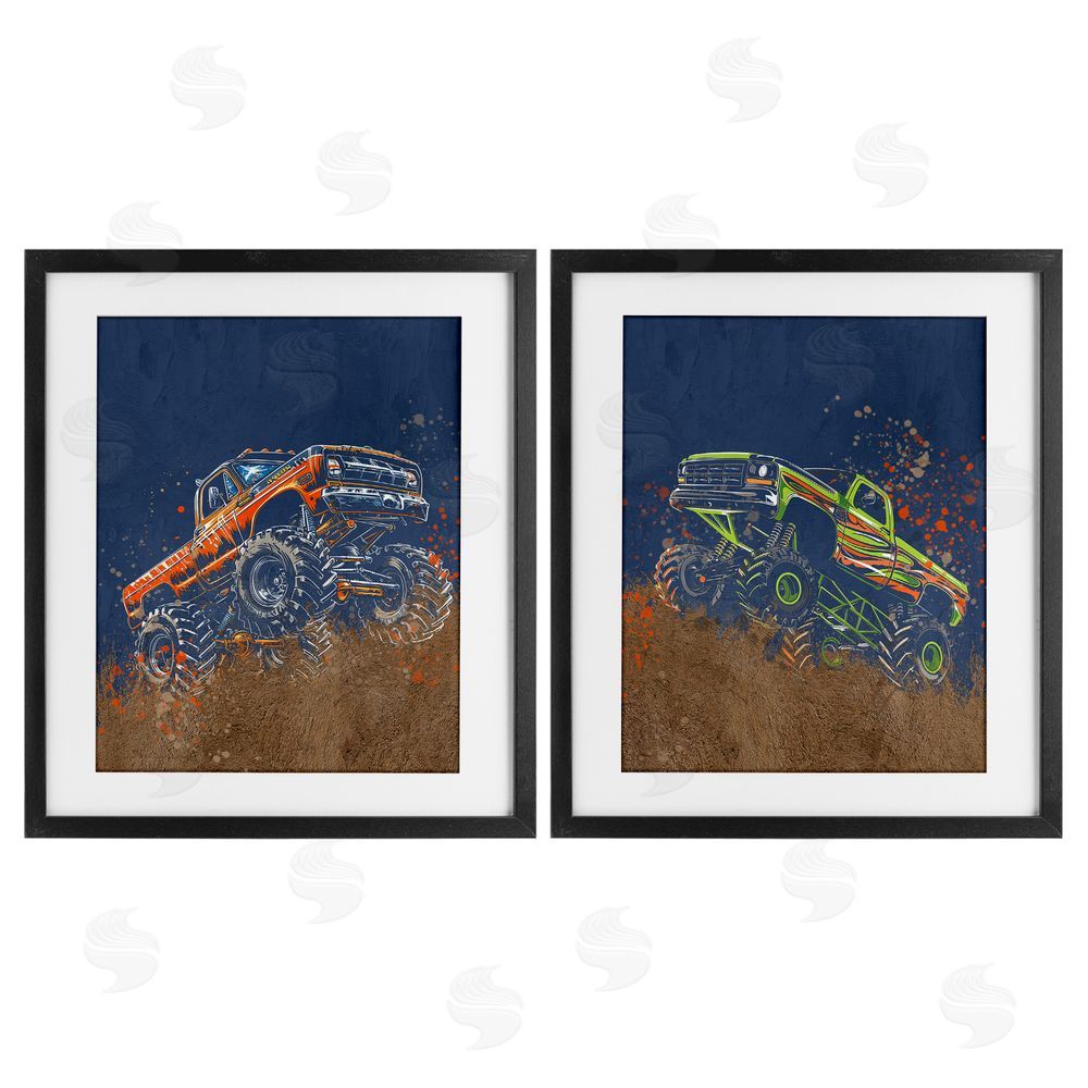 Kim Allen Monster Truck Jam Black Framed Print Under Glass Wall Art