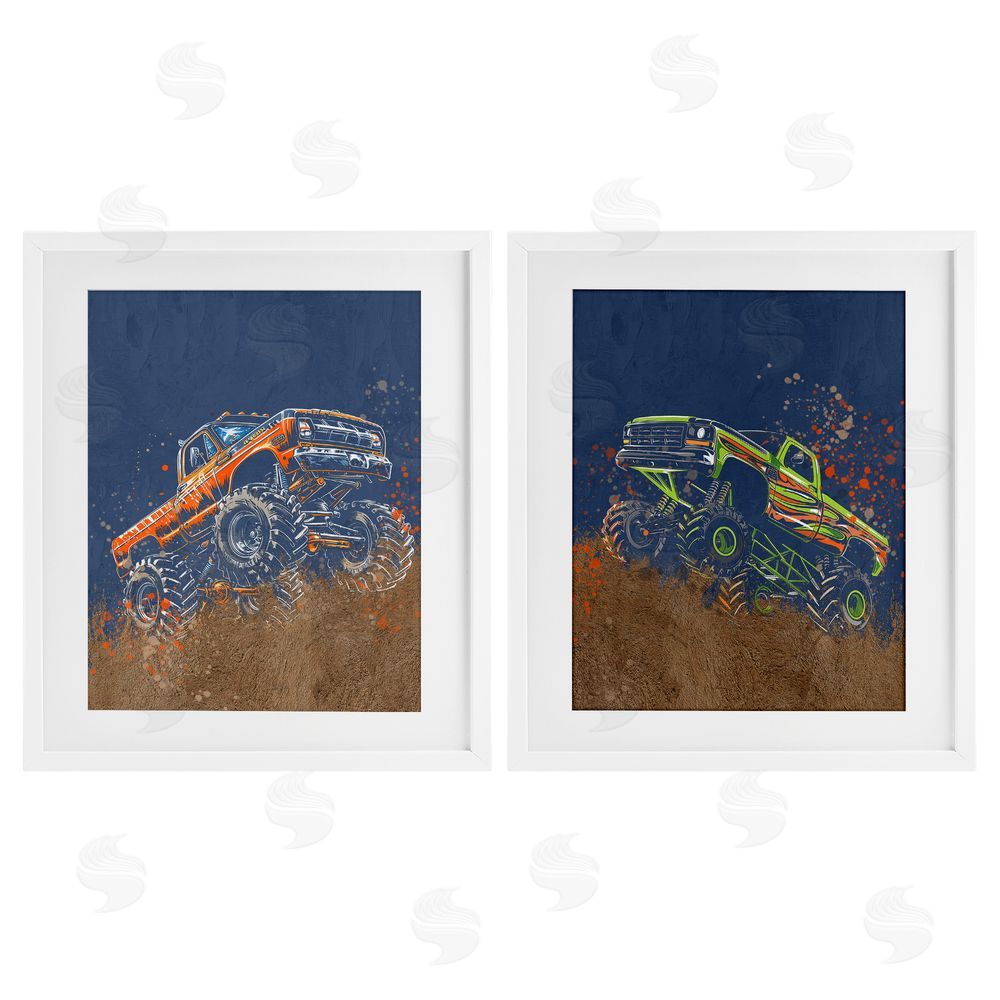 Kim Allen Monster Truck Jam White Framed Print Under Glass Wall Art
