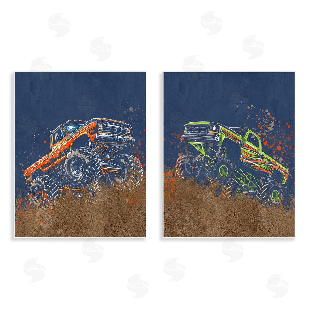 Kim Allen Monster Truck Jam Wooden Wall Plaque Art Print