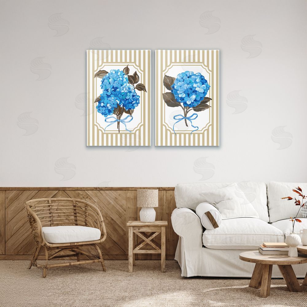 Adonna Ebrahimi Hydrangea Bouquets with Bows Stretched Canvas Wall Art Print in Room