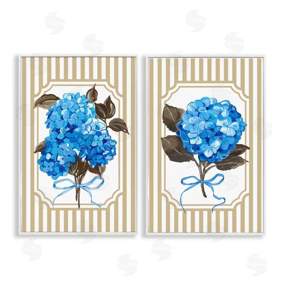 Adonna Ebrahimi Hydrangea Bouquets with Bows White Framed Giclee Print Wall Art