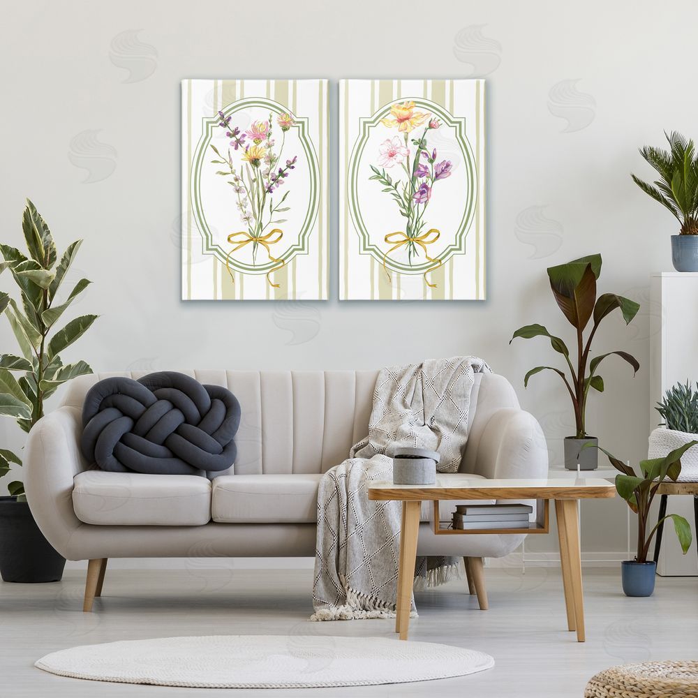 Adonna Ebrahimi Wildflower Bundles Classic Stripes Stretched Canvas Wall Art Print in Room