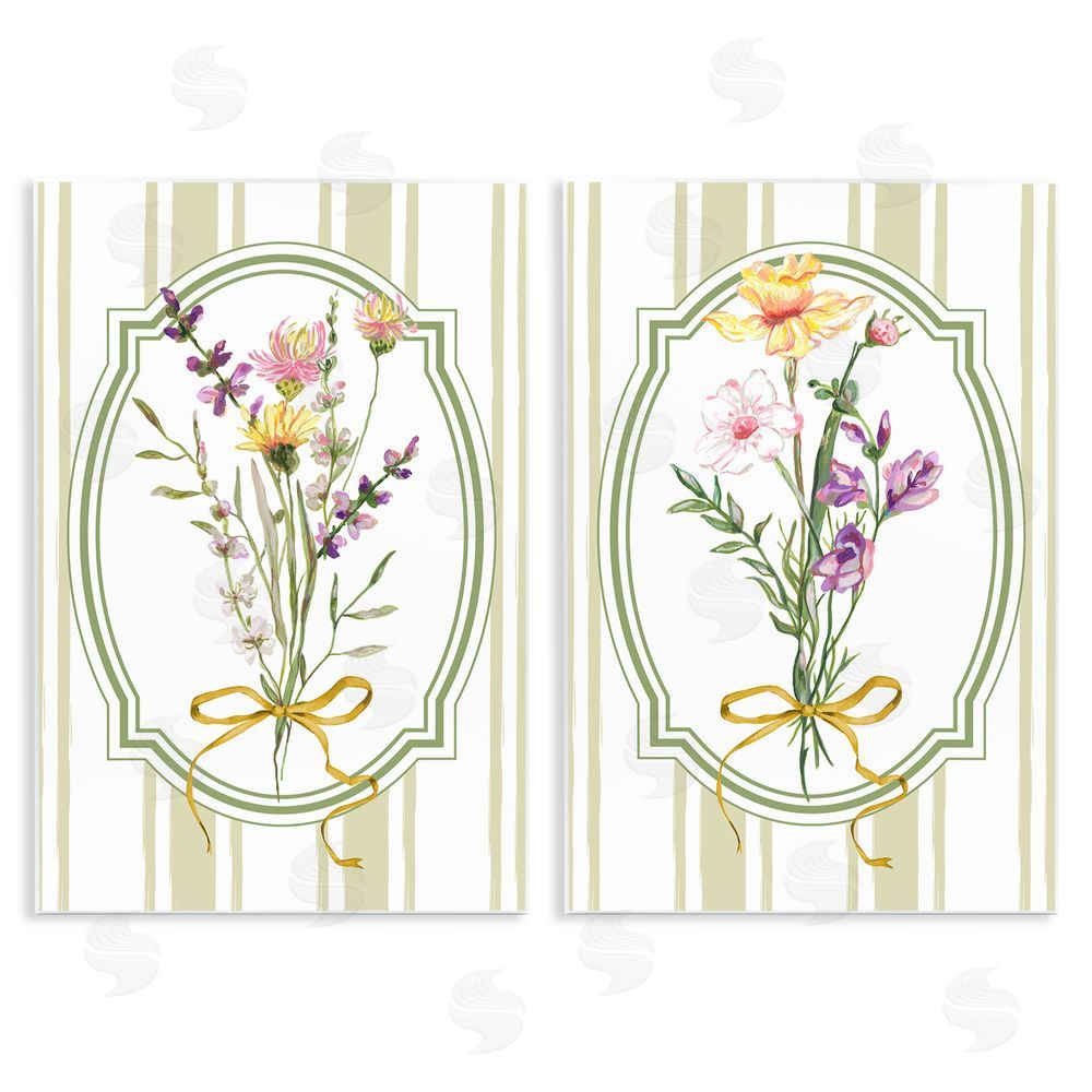 Adonna Ebrahimi Wildflower Bundles Classic Stripes Wooden Wall Plaque Art Print