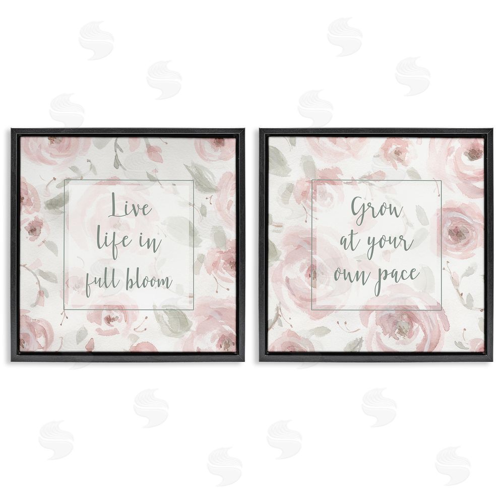Carol Robinson Full Bloom at Your Pace Florals Black Floating Frame Canvas Wall Art Print