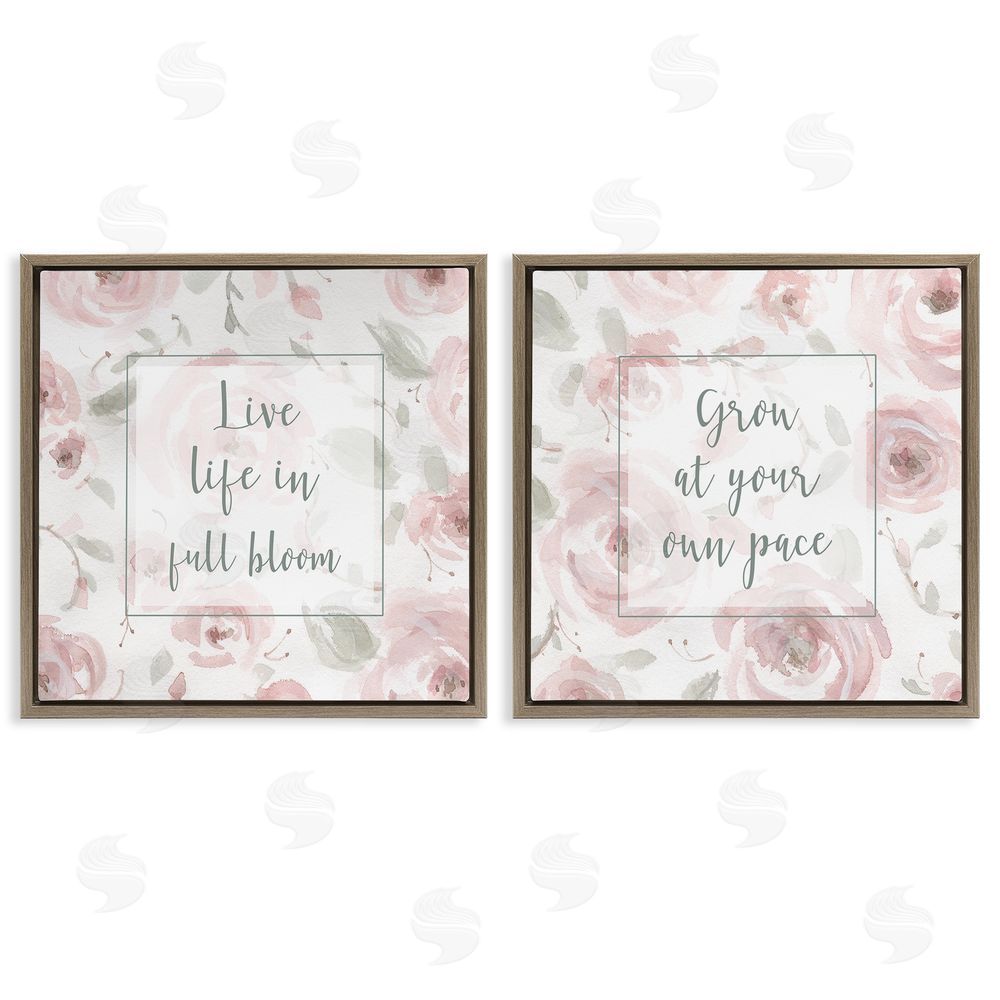 Carol Robinson Full Bloom at Your Pace Florals Brown Floating Frame Canvas Wall Art Print