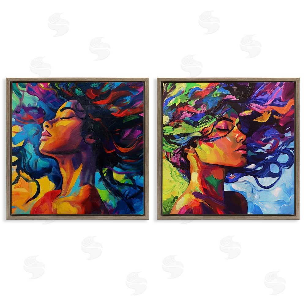 Svetlana Aleynikova Radiant Flow Of Colors Brown Floating Frame Canvas Wall Art Print