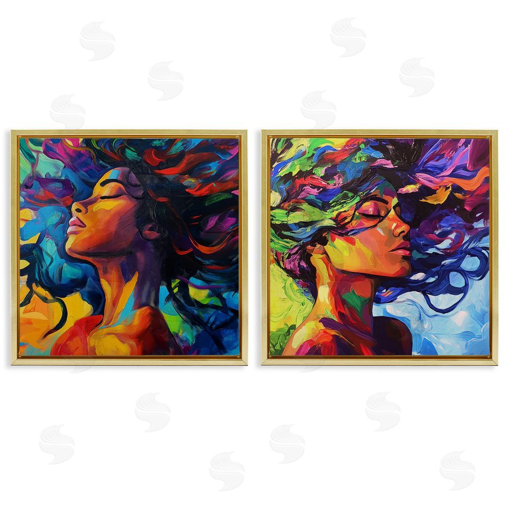 Svetlana Aleynikova Radiant Flow Of Colors Gold Floating Frame Canvas Wall Art Print
