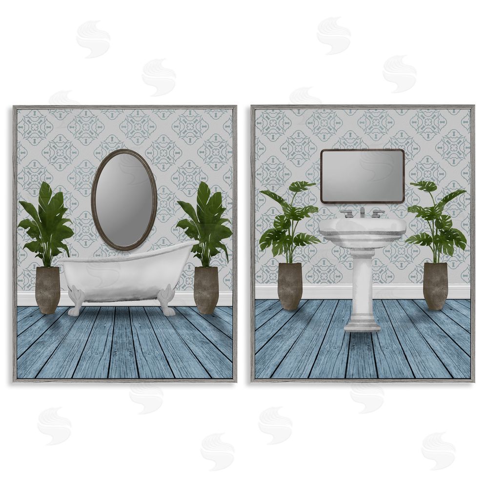 Marcus Prime Bathroom's Restful Wash Gray Framed Giclee Wall Art Print