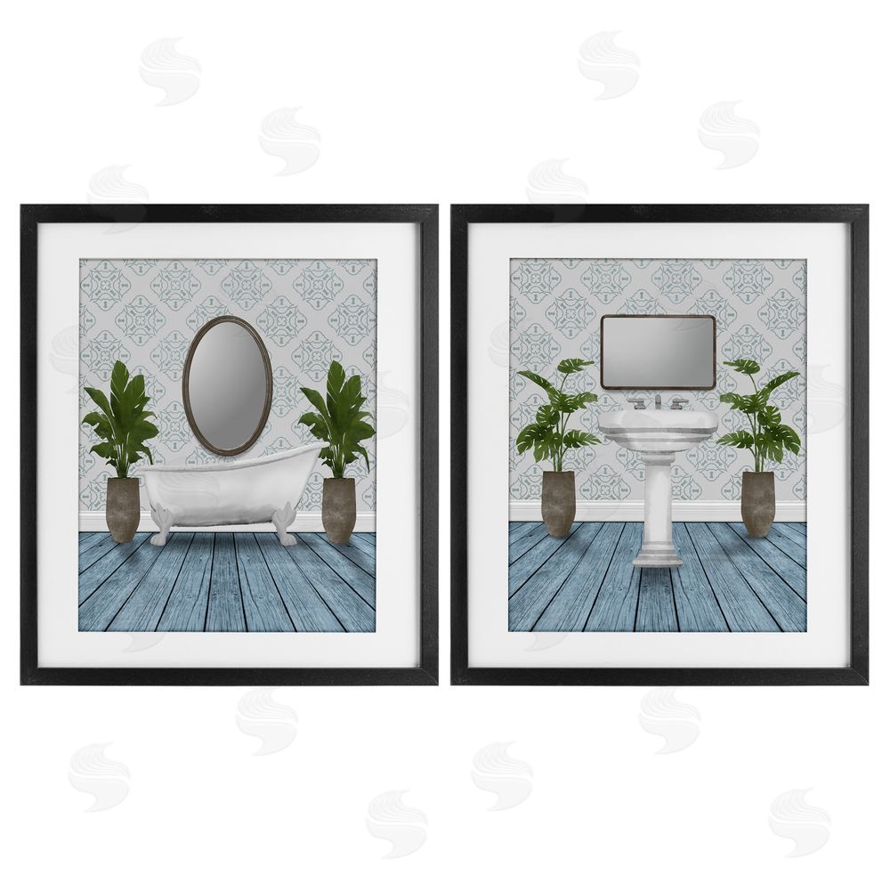 Marcus Prime Bathroom's Restful Wash Black Framed Print Under Glass Wall Art