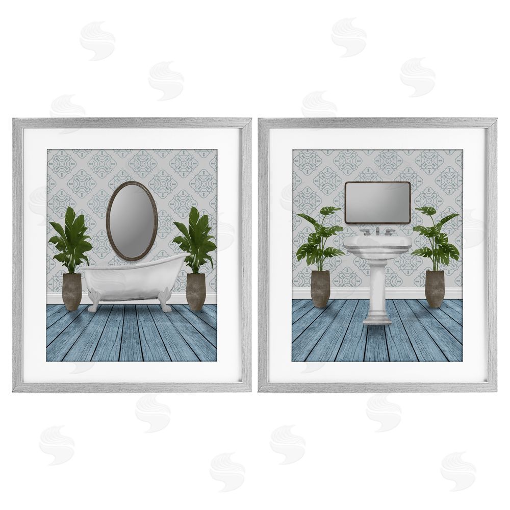 Marcus Prime Bathroom's Restful Wash Gray Framed Print Under Glass Wall Art