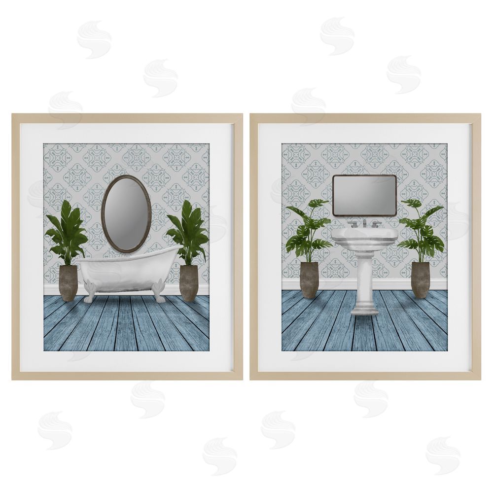 Marcus Prime Bathroom's Restful Wash Birch Framed Print Under Glass Wall Art