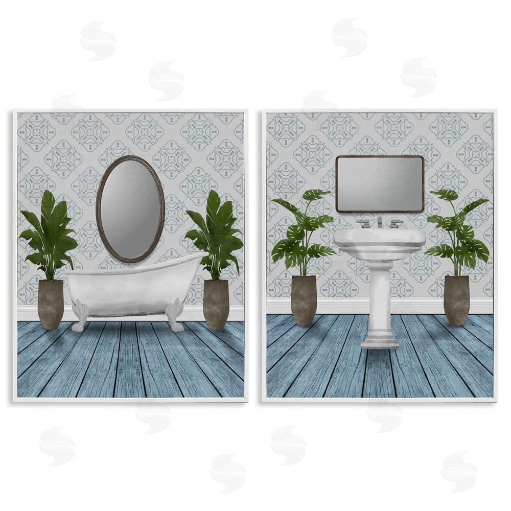 Marcus Prime Bathroom's Restful Wash White Framed Giclee Wall Art Print