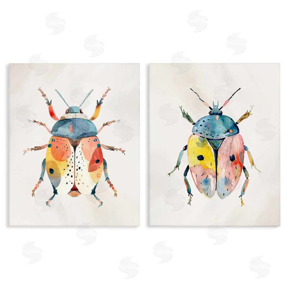 Kim Allen Colorful Boho Beetles Stretched Canvas Wall Art