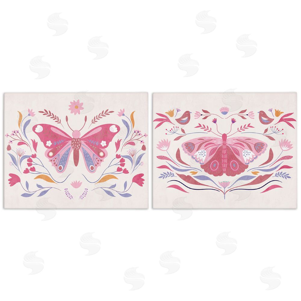 Kim Allen Boho Folk Butterflies Stretched Canvas Wall Art