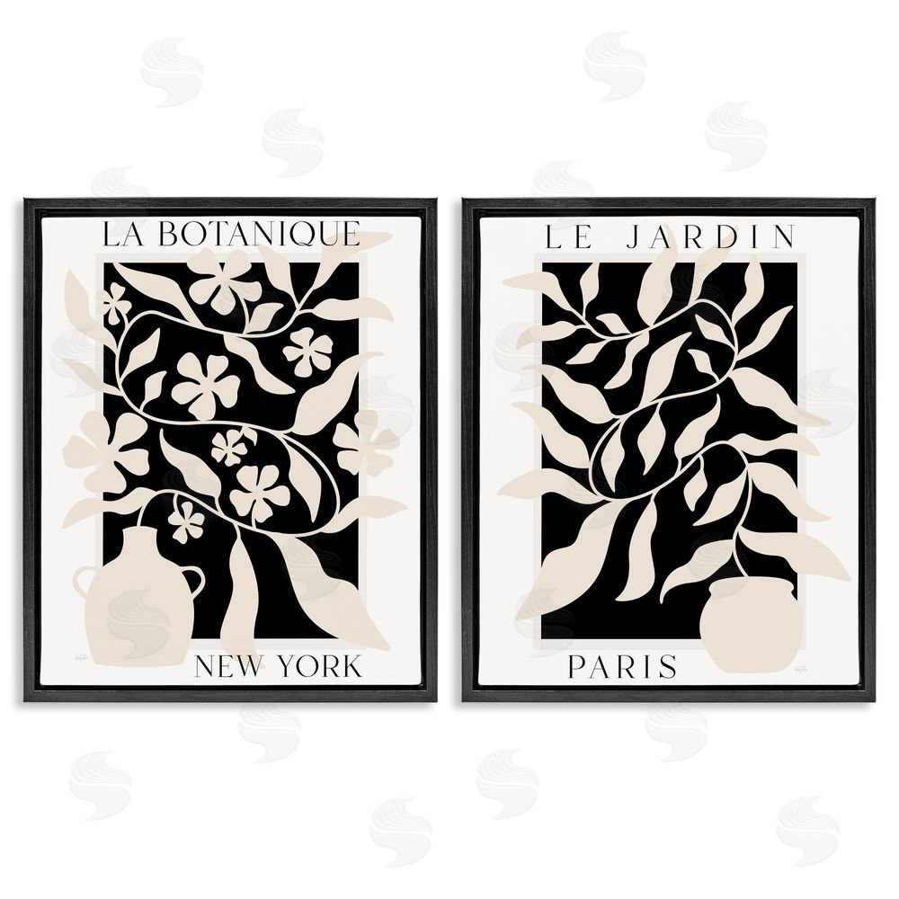 Natalie Carpentieri New York & Paris Botanicals Black Floating Frame Canvas Wall Art Print