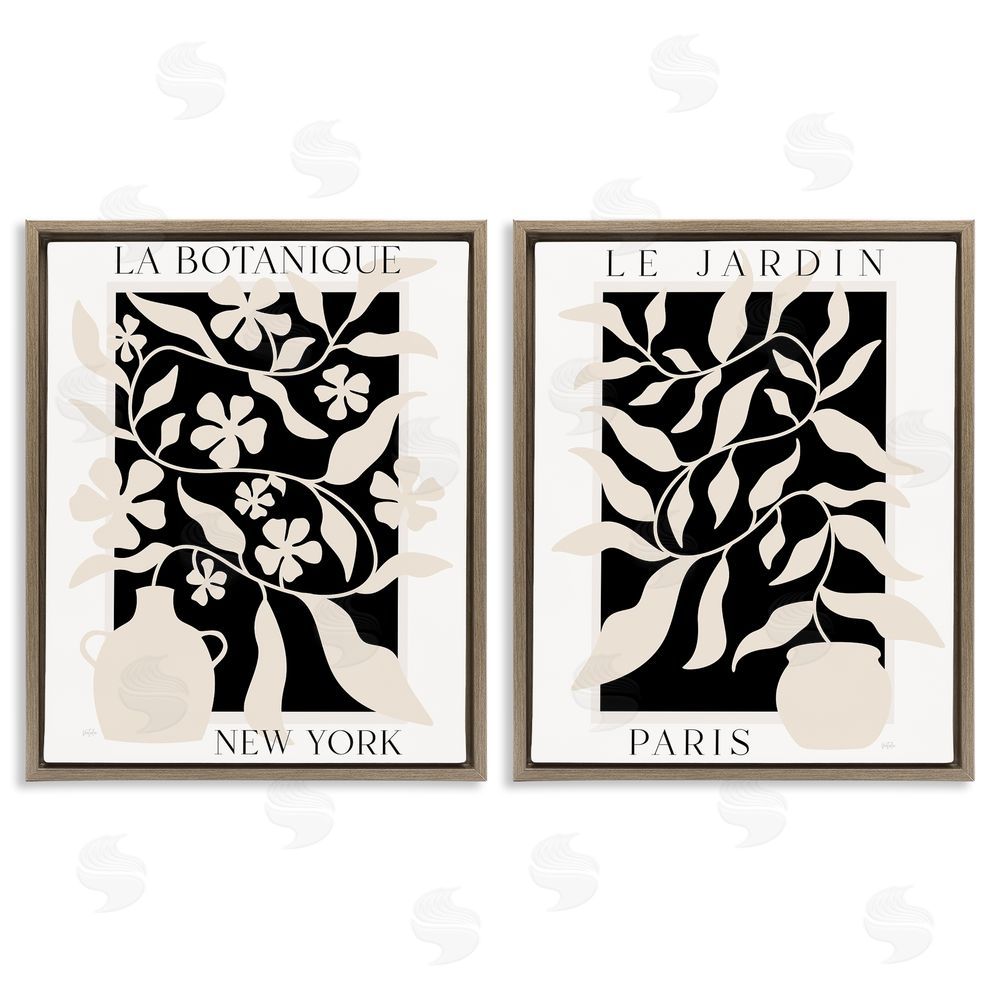 Natalie Carpentieri New York & Paris Botanicals Brown Floating Frame Canvas Wall Art Print