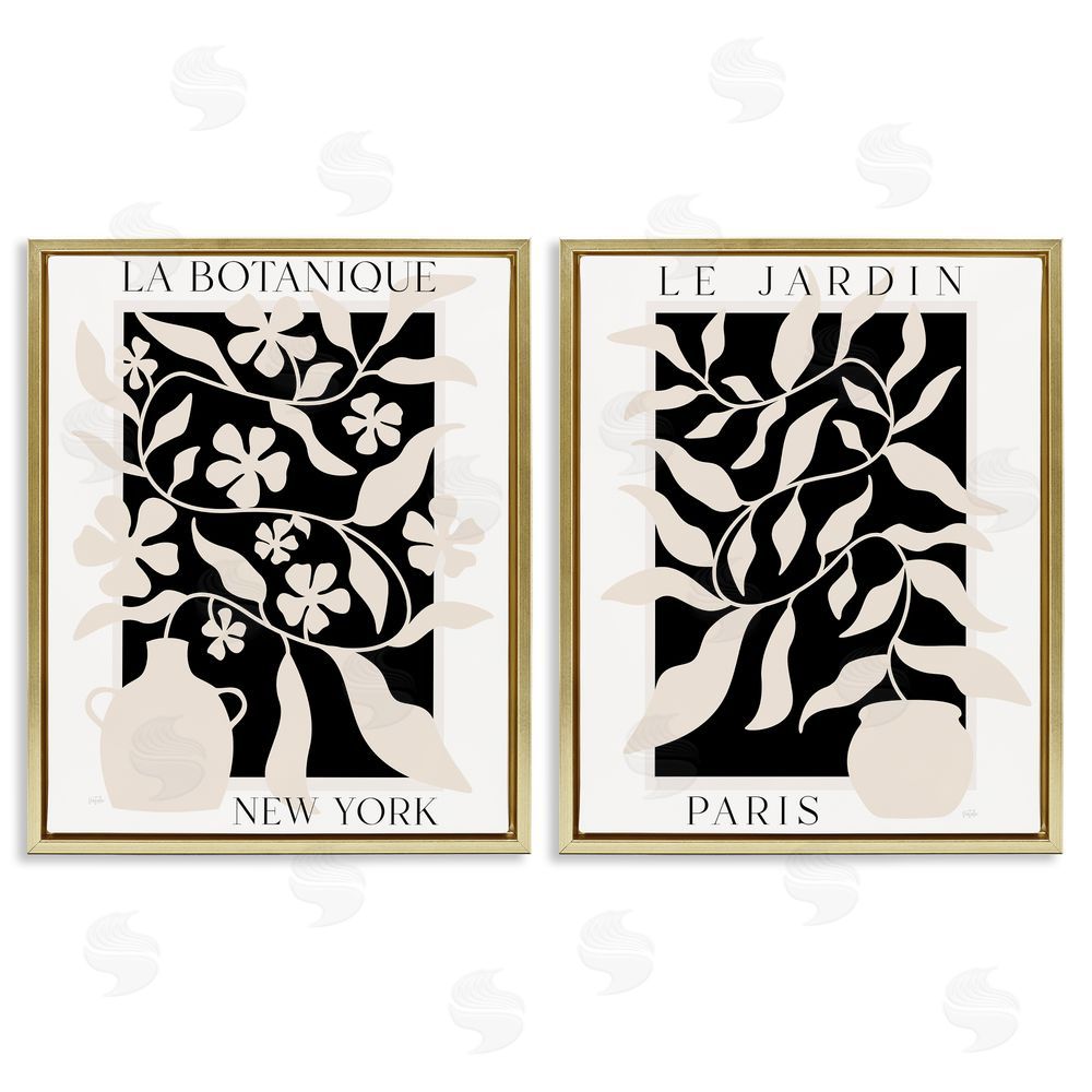 Natalie Carpentieri New York & Paris Botanicals Gold Floating Frame Canvas Wall Art Print