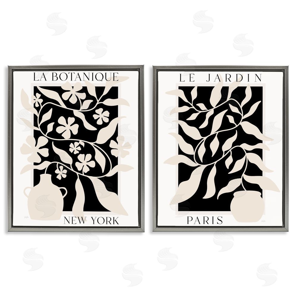 Natalie Carpentieri New York & Paris Botanicals Gray Floating Frame Canvas Wall Art Print