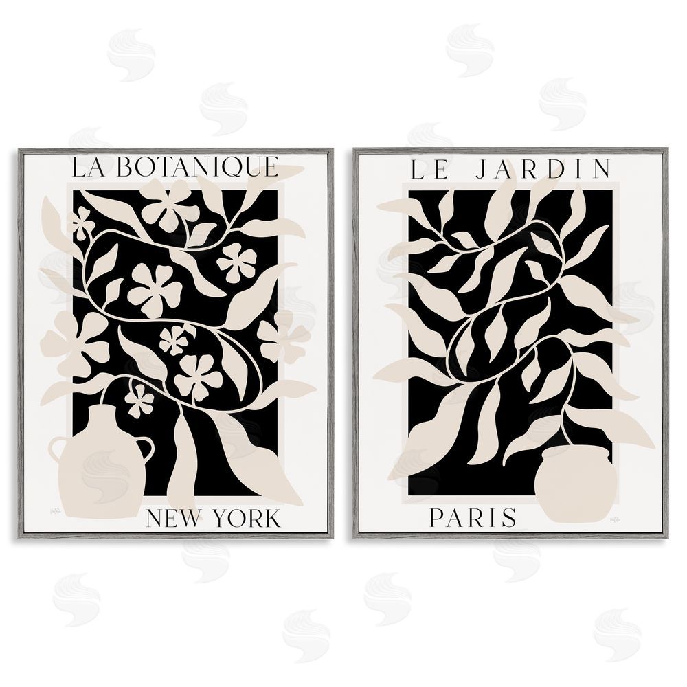 Natalie Carpentieri New York & Paris Botanicals Gray Framed Giclee Wall Art Print